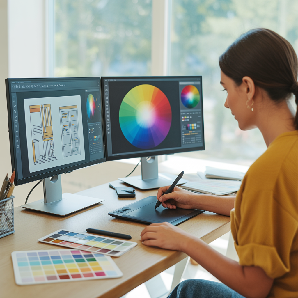 Designer graphique au travail